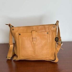 The Sak Tan Leather Crossbody Bag with Adjustable Strap